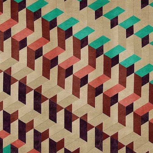 Geometric pattern from the D-ecus Artep Italia carpet collection, inspired by Luigi Trezza's original design for Pojega Garden.