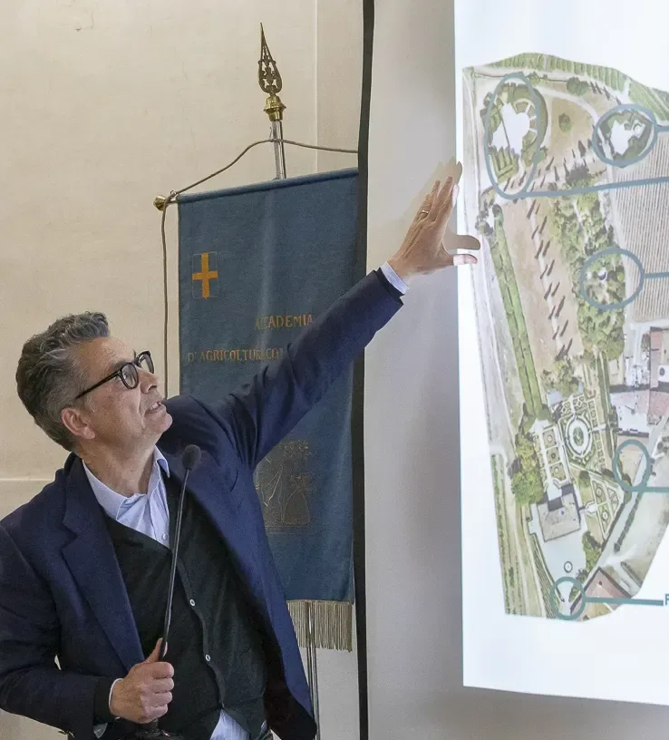 Ing. Filippo Giustiniani, progettista e capo progetto del restauro del Giardino di Pojega